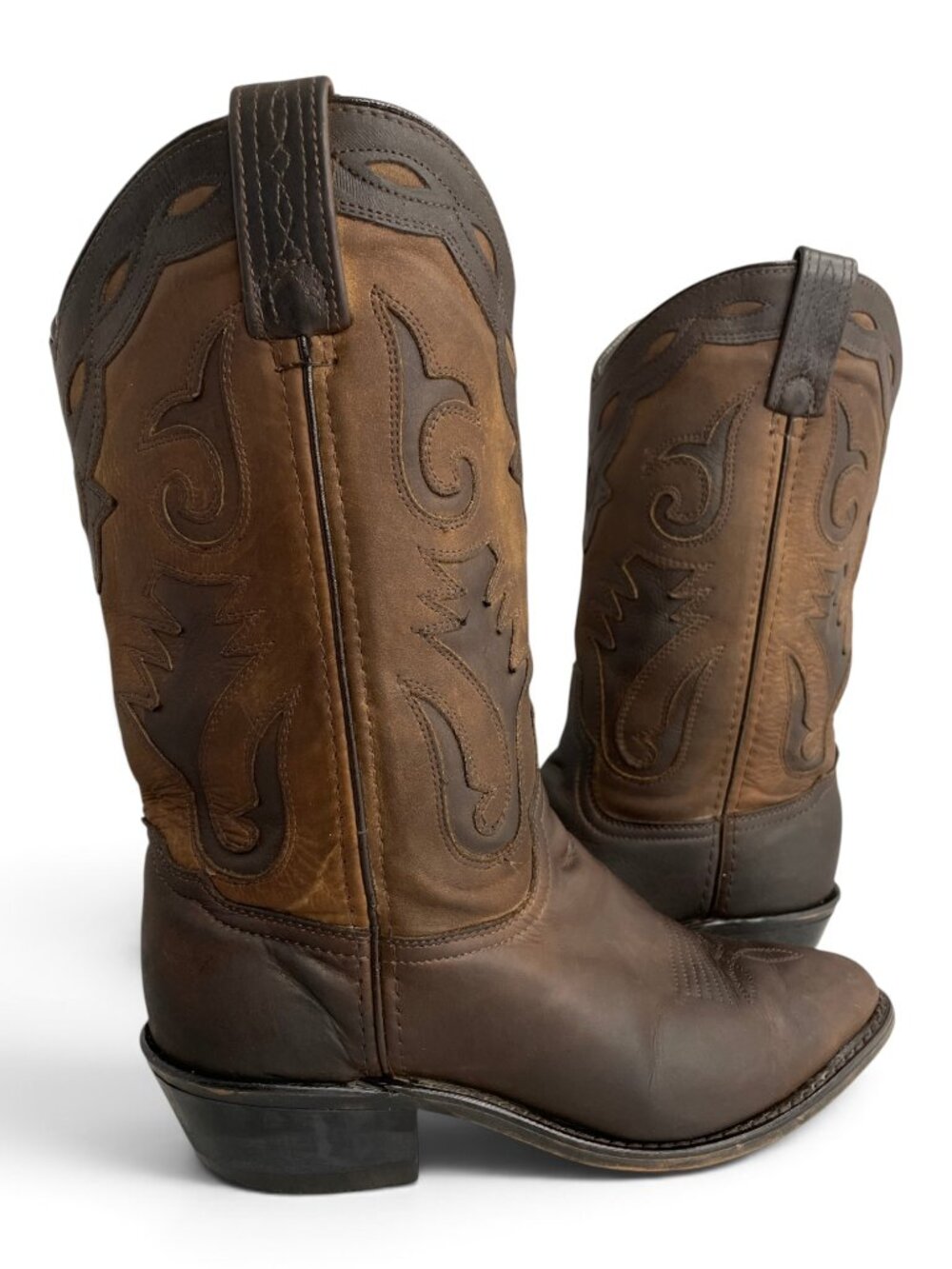 Sage Two Tone Brown Leather Cowgirl Western Cowboy Boots Women's 8.5 M